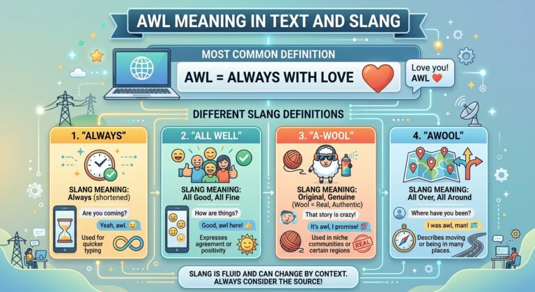 AWL Meaning in Text: Slang, Examples, and Other Definitions
